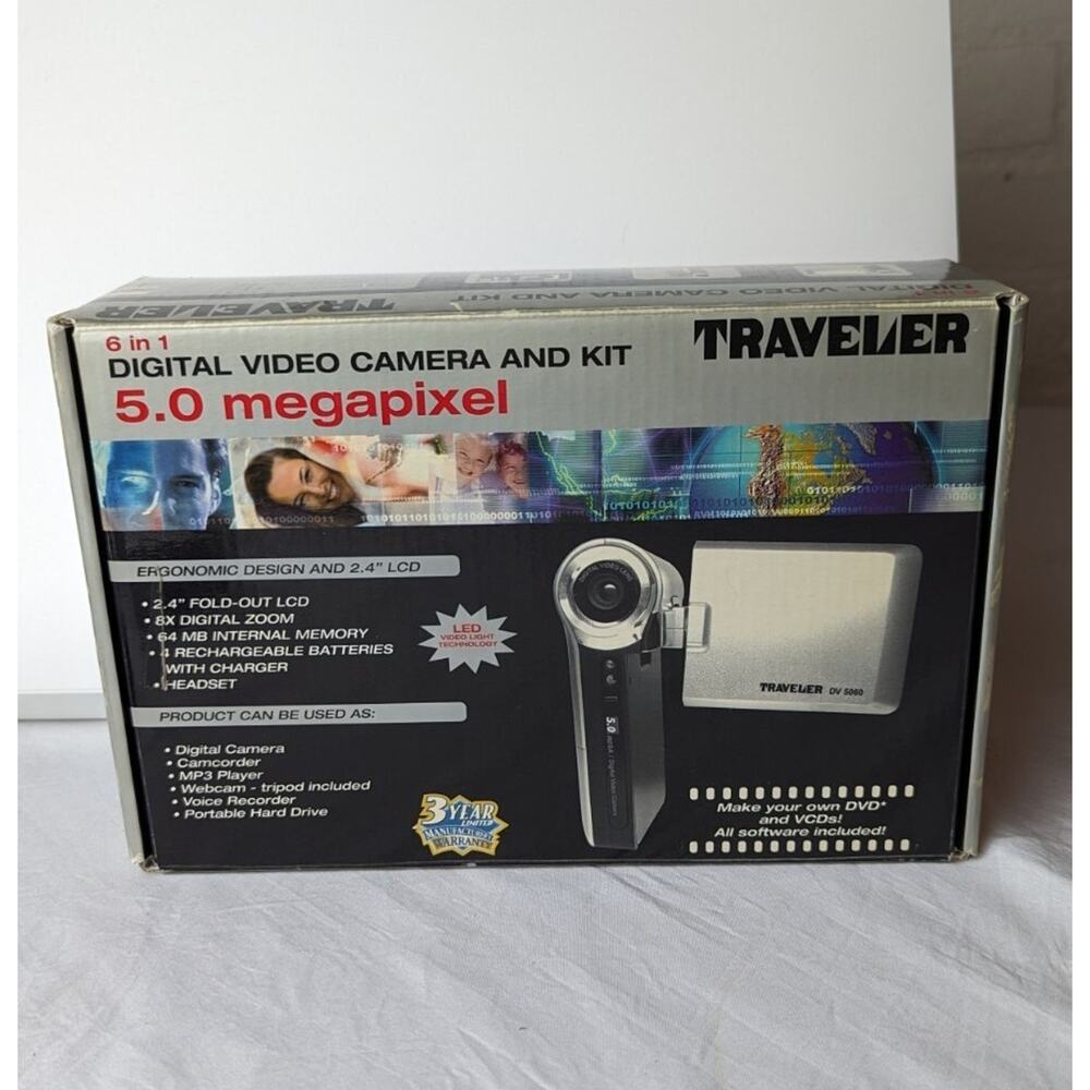 Traveler Digital Video Camcorder Camera Kit DV-5040 5 Megapixel Mp3 Player SD